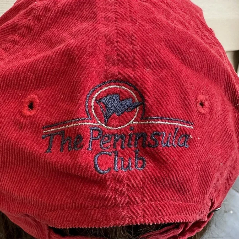 Polo Golf Ralph Lauren Cap Hat Red Corduroy The Peninsula Club NC Adjustable